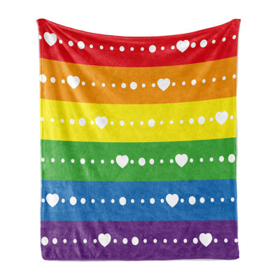 Ambesonne Rainbow Fleece Throw Blanket Gay Pride Flag Dots Multicolor