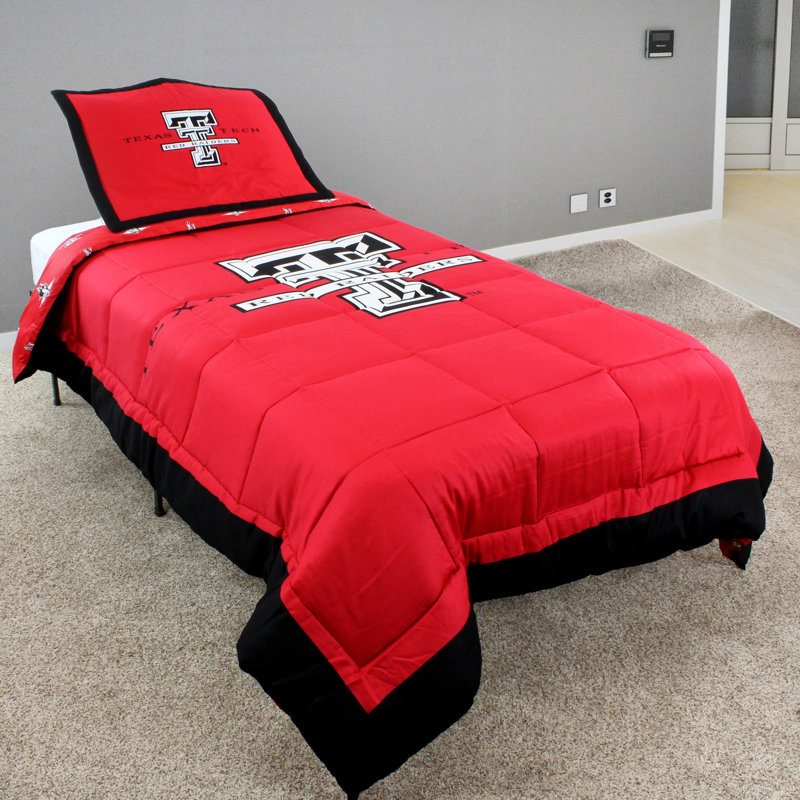NCAA Sateen Comforter, King Comforter + 2 King Shams, Texas Tech