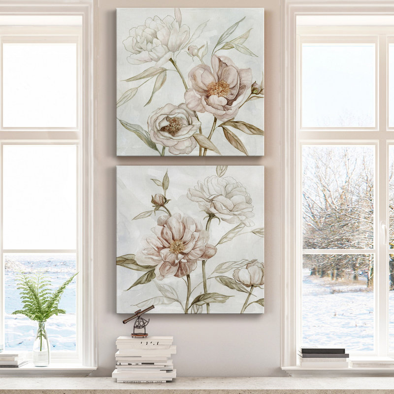 «Washed Botanical I», ensemble de 2 reproductions d'art sur toiles tendues, H 16 po x l 32 po x P 1 po
