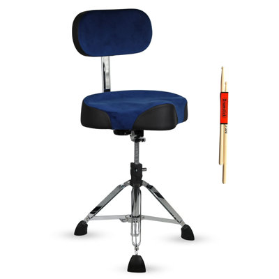  Drum Throne w Backrest 4" Padded Adjustable 26.5" Drummer Stool w Top 441Lb Capacity
