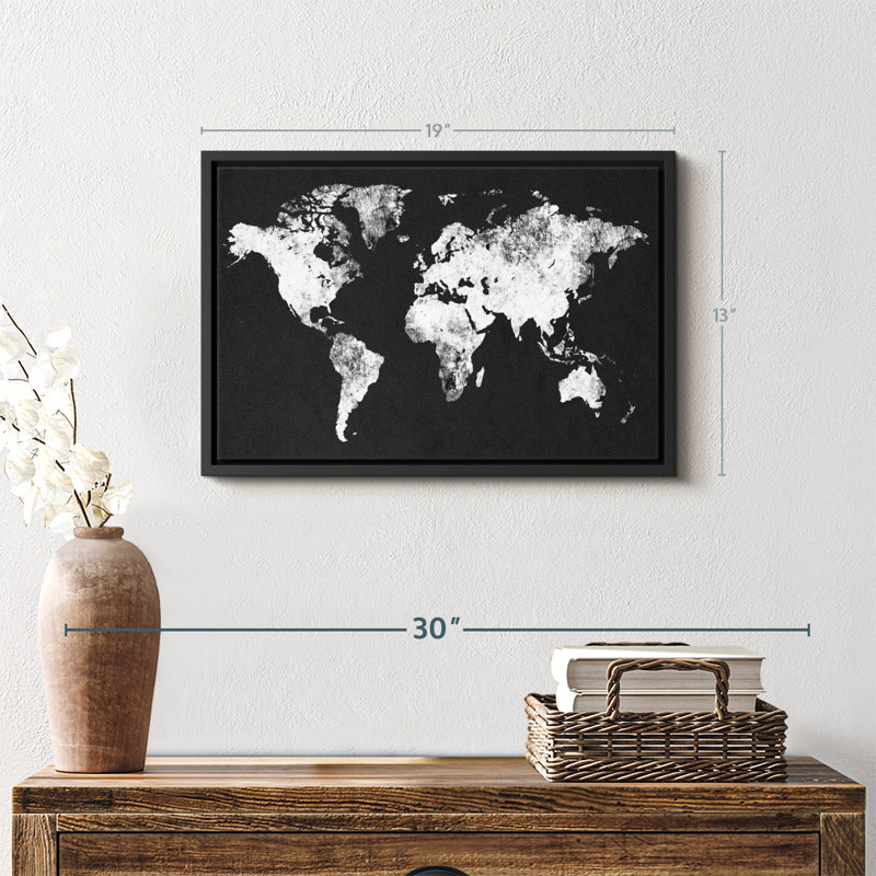 "Art mural carte noir et blanc", H 13 po x l 19 po