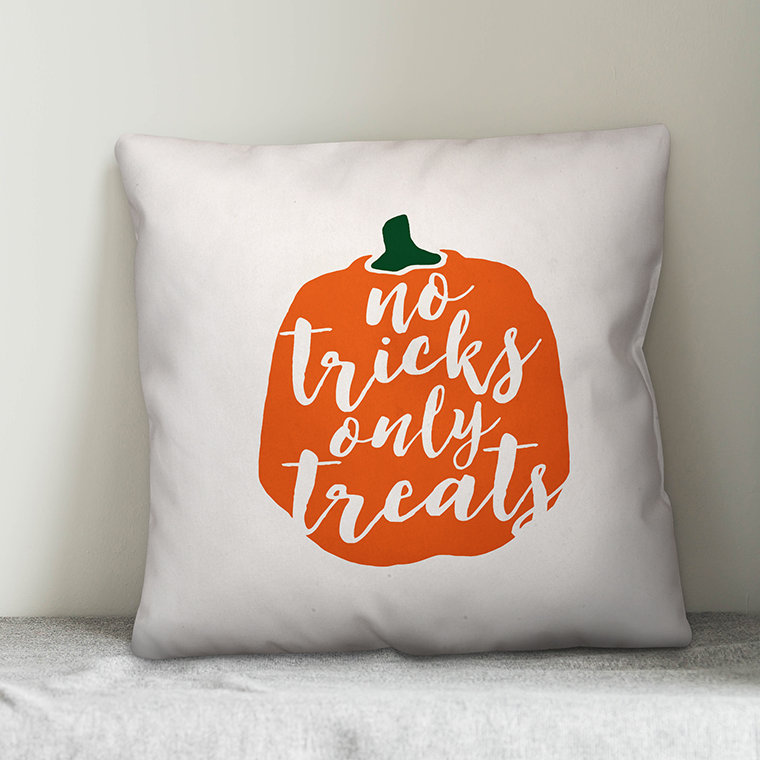 No Tricks Only Treats Throw Pillow, Indoor
