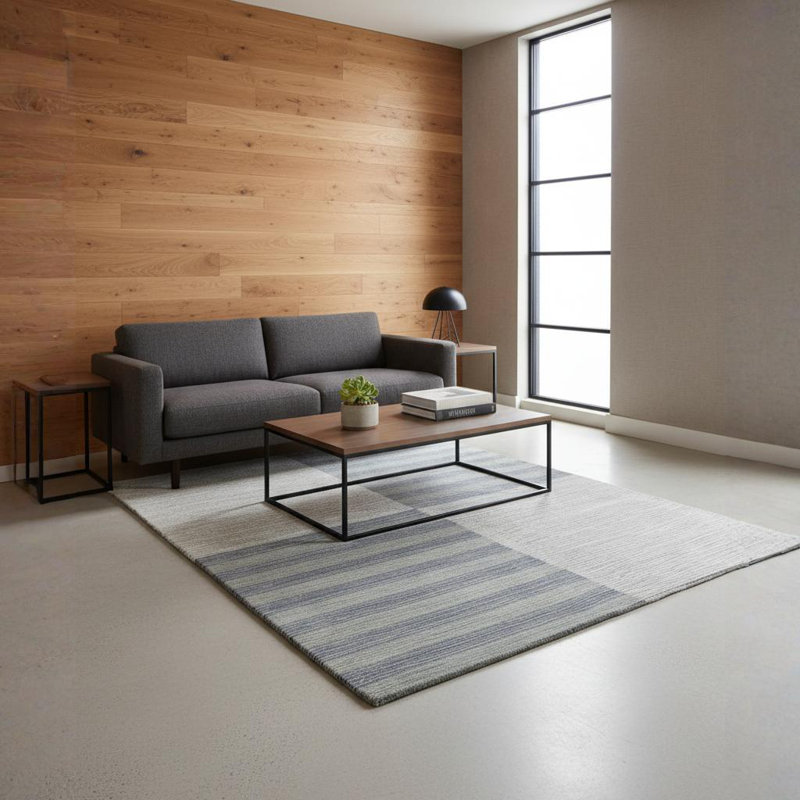 Worcester Authentic Hand-Tufted Handmade Blue, Green & Gray Geometric Color Block Wool Area Rug, 5' x 7'6"