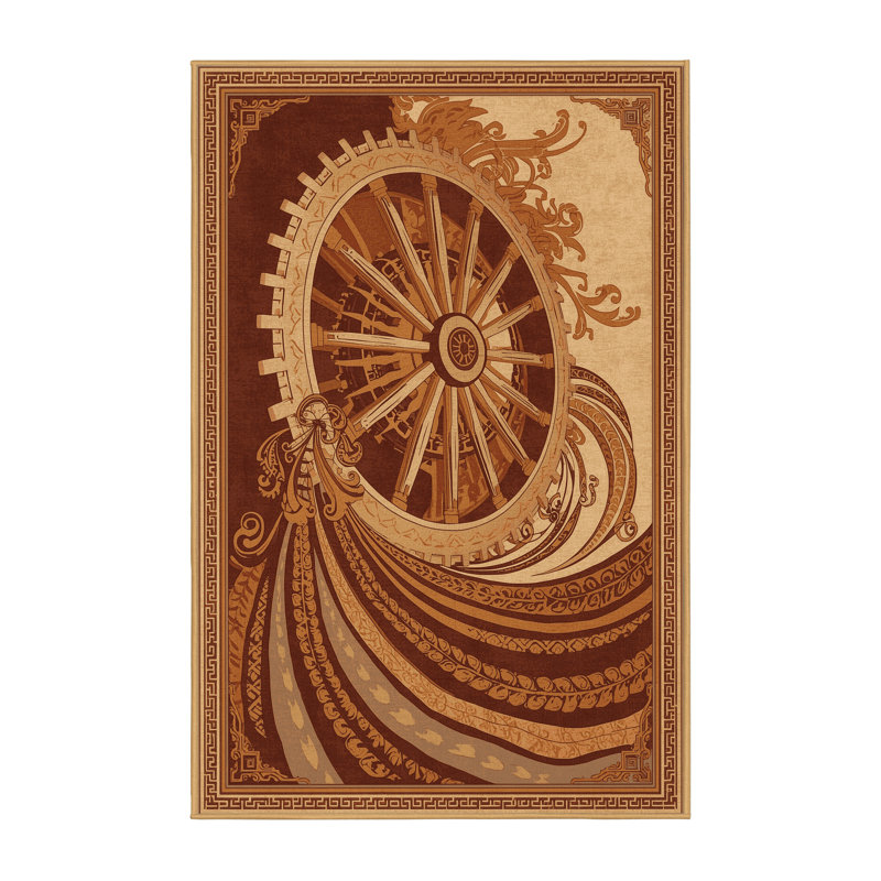 Tapis oriental traditionnel lavable à la machine à roulettes Parlin - brun clair, 4 x 6