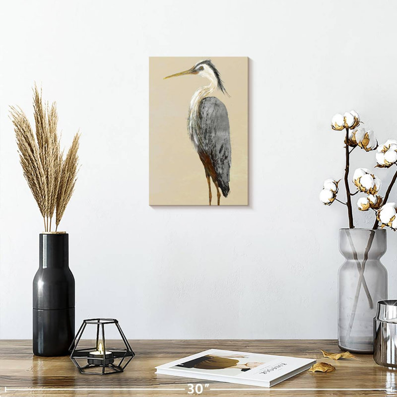 Brampt Heron On Tan II, 12" H x 8" W
