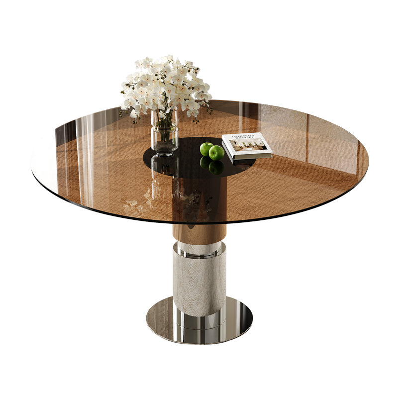 35-Inch Round Glass Dining Table