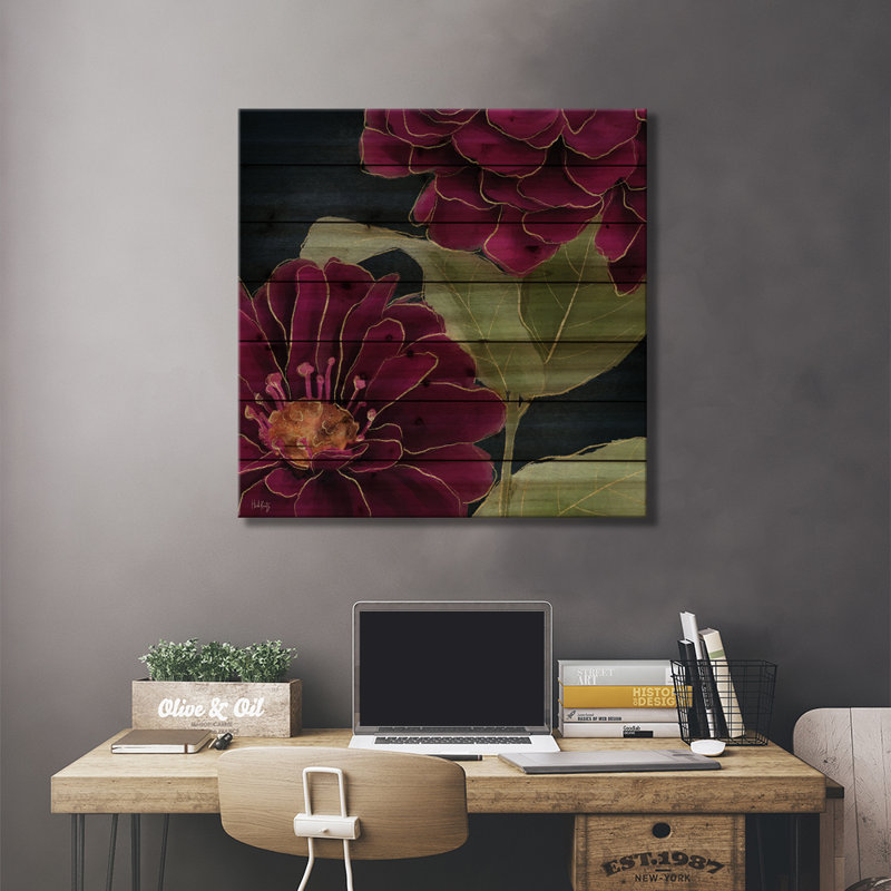 "Bourgogne floral II" sur bois par Heidi Kuntz