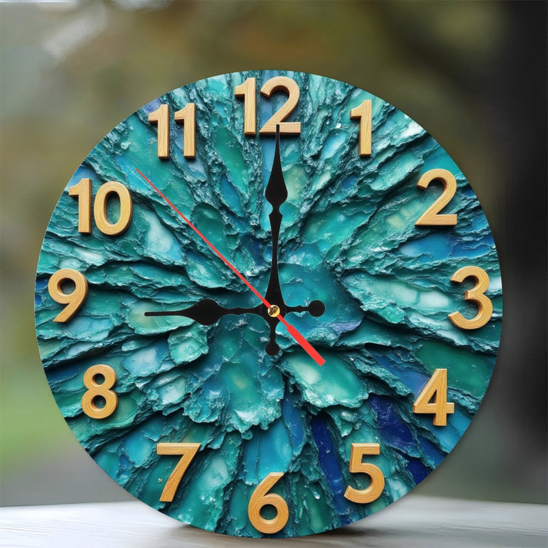 Horloge sur texture bleu sarcelle