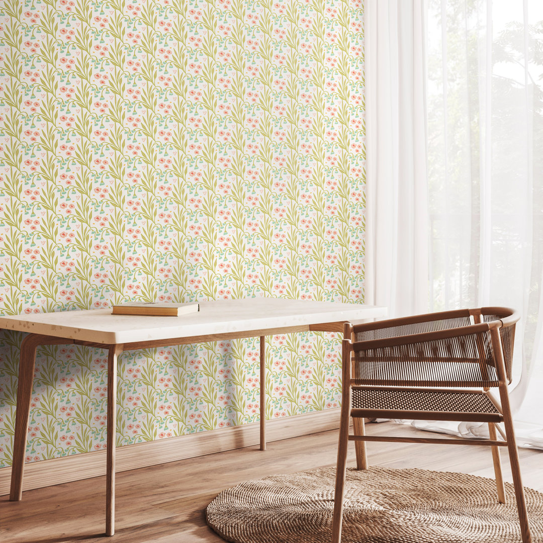 Meadow Stripe Spring Bloom Smooth Matt Wallpaper