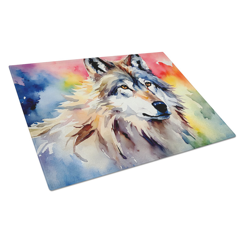 Wolves Wolf  Glass Cutting Board Large
