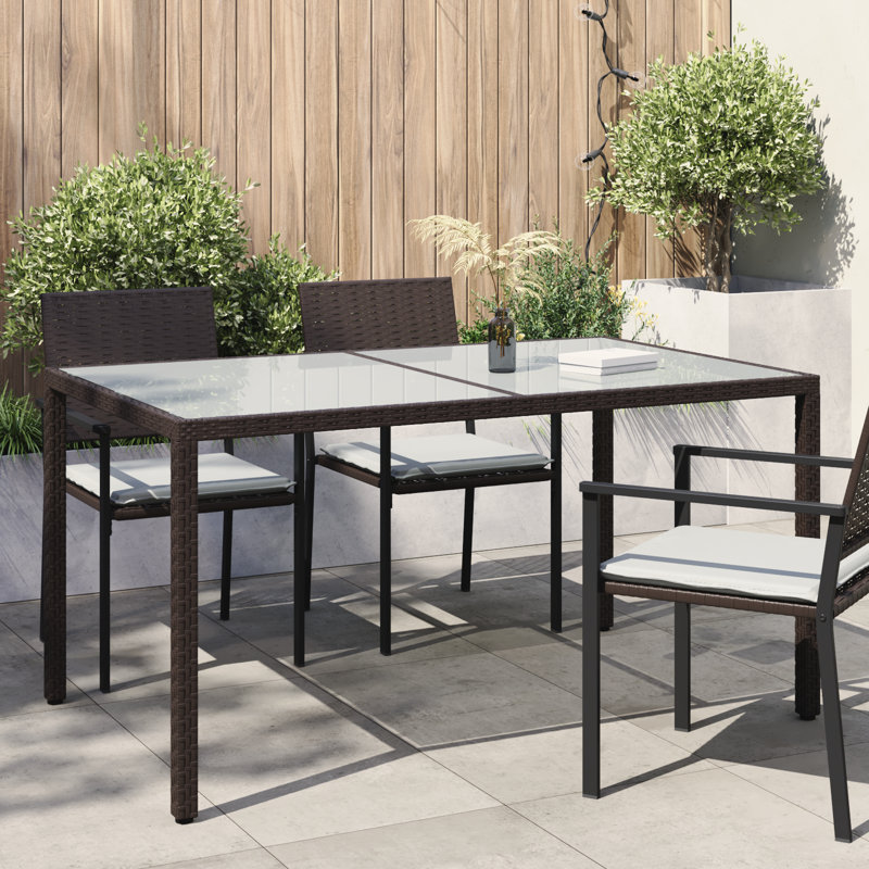 Bryshawn Outdoor Dining Table , cm W 90cm cm D, Black, Brown, 75cm H x 150cm W x 90cm D
