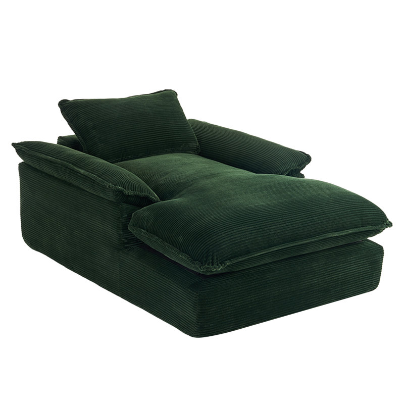 Chaise longue surdimensionnée en velours côtelé 67 po, Vert