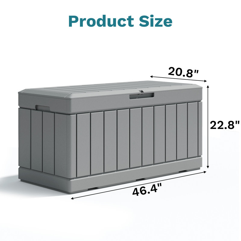 Gray 90 Gallon Lockable Plastic Deck Storage Box