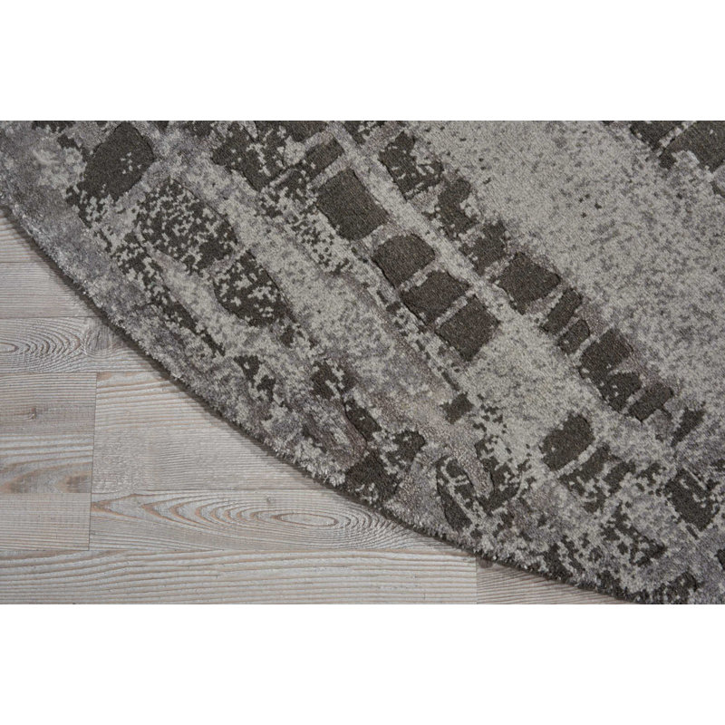 Twilight Dappled Gray 8 ft. Round Wool-Viscose Blend Abstract Rug