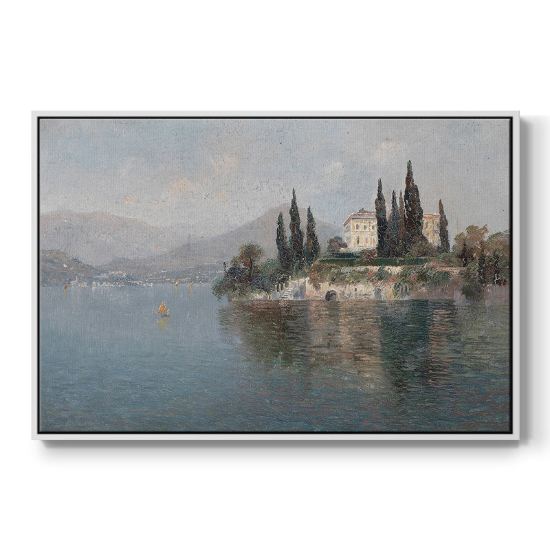 "Vintage Landscape -DXLV III" sur toile, H 17 po x l 25 po x P 2 po, Cadre flottant blanc