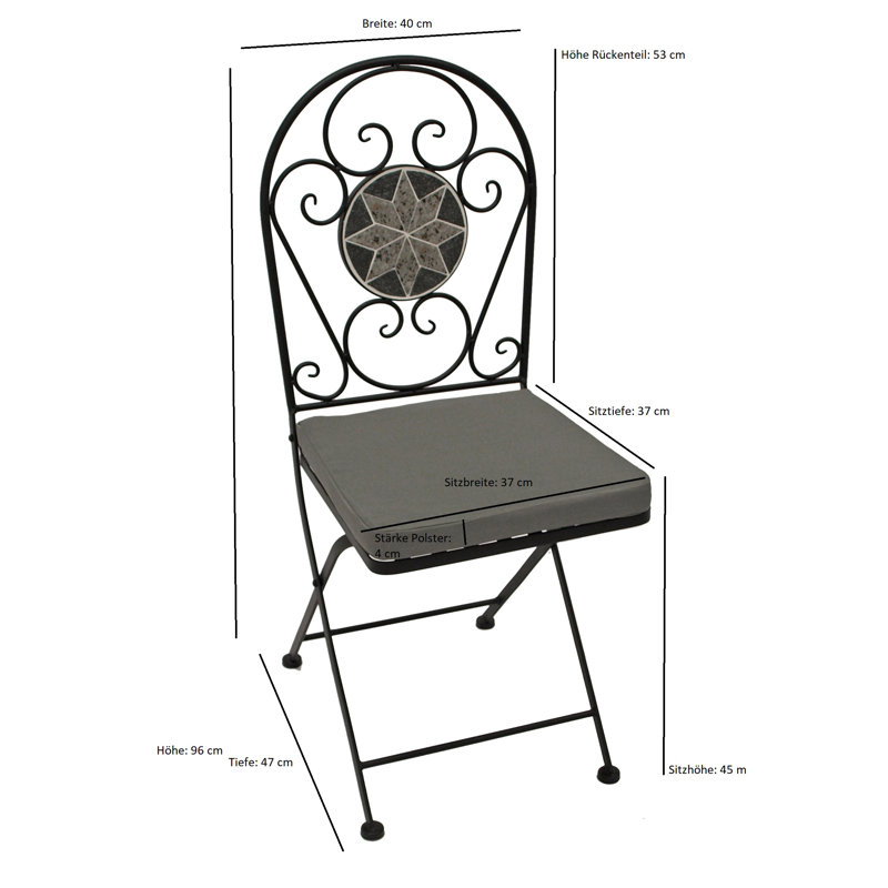 Spivey Folding Patio Dining Side Chair with Cushion