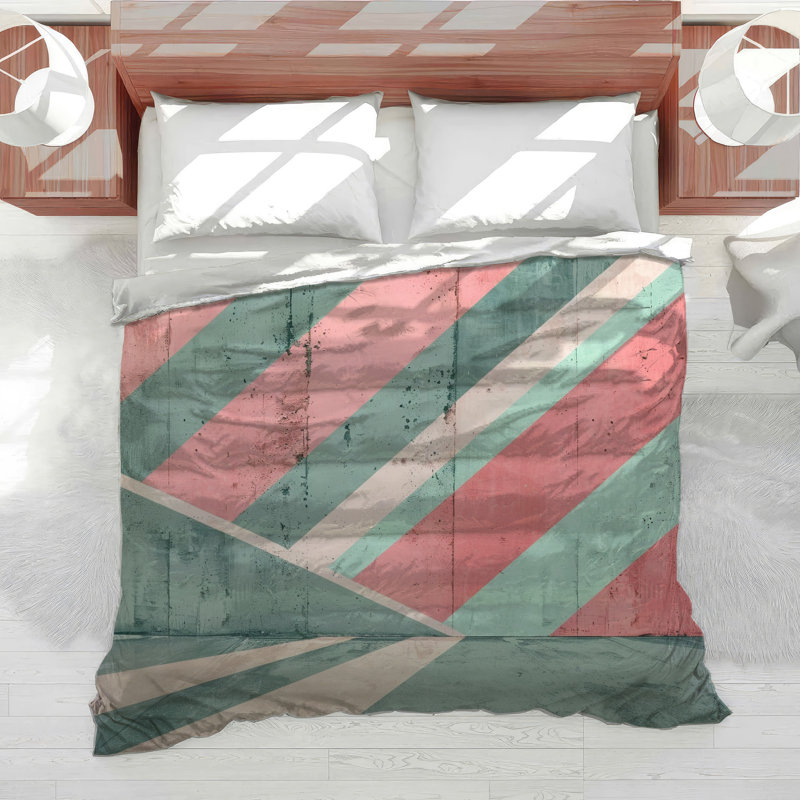 Striped Wall Bedding Abstract Comforter Modern, Queen Comforter