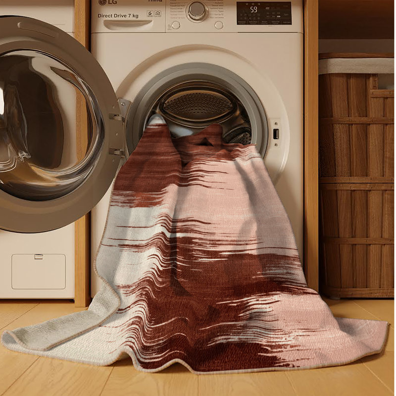 Tapis beige lavable à la machine, Carré 5 pi