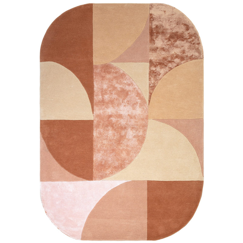 Oval Corel Geometric Wool Hand Tufted Area Rug, Oval 13'4" x 19'2"