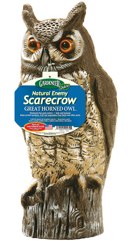 16" Brown Hand-Painted Plastic Garden Owl Statue