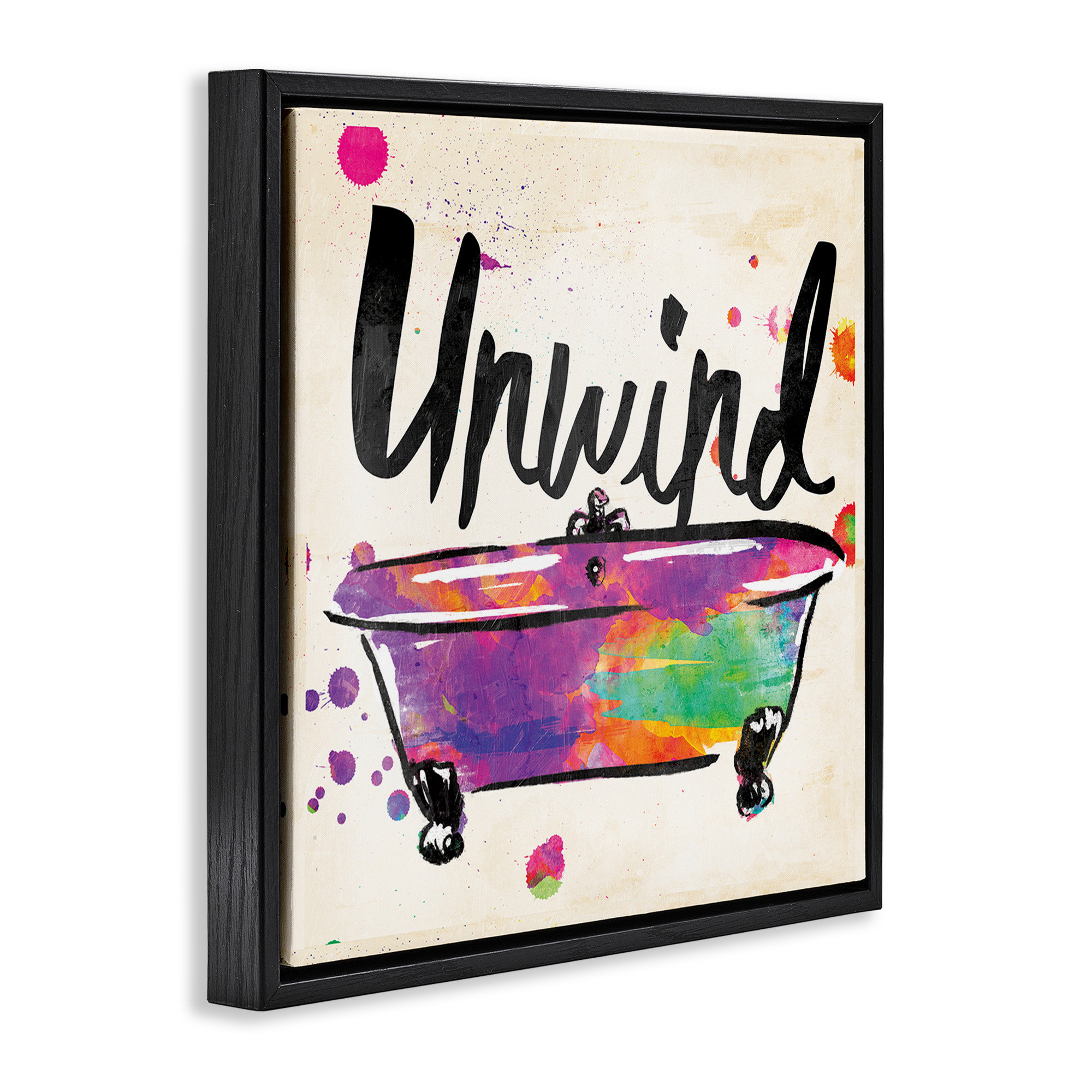 Trinx Unwind Rainbow Colours Icon Bath Framed Floater Canvas Wall Art ...