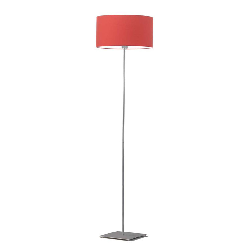 Asawer 156cm Traditional Floor Lamp, Red, Brushed Steel