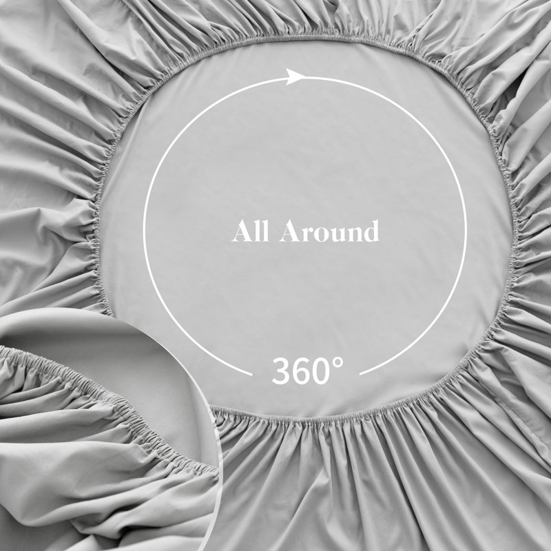 Soft Fitted Sheet With Side Storage Pocket, King Fitted Sheet, Light Grey