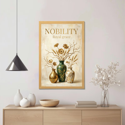 Nobility Royal Grace Floral Vase Art Canvas Wrapped Wall Art Oil Painting Print Set Of 1