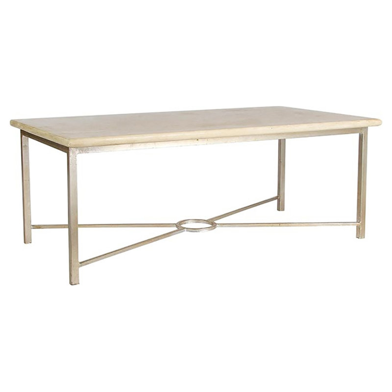 Ella 4 Legs Coffee Table, Light Travertine, Oyster White