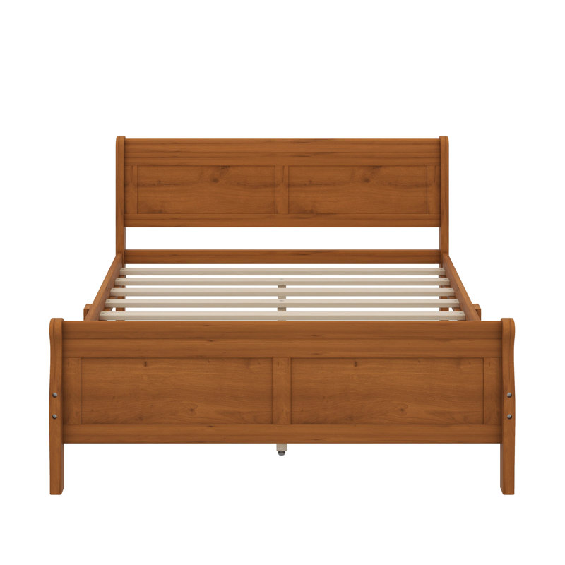 Lit plateforme en bois avec tête de lit, Grand lit, Chêne