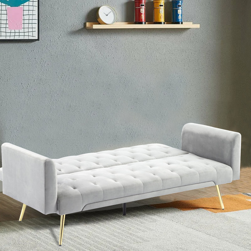 Modern Style 71.65‘’ Upholstered  Sleeper Sofa, Gray Velvet