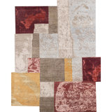 Hand Knotted Abstract Area Rug in Beige/Red/Brown/Orange