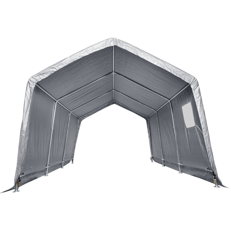 Gray 15' x 8' Portable Garage Shed with Windows