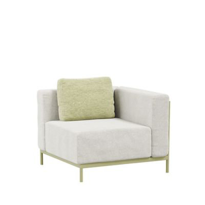 Duval Outdoor Corner Wedge Lounge Chair, White Cushion/Green Frame