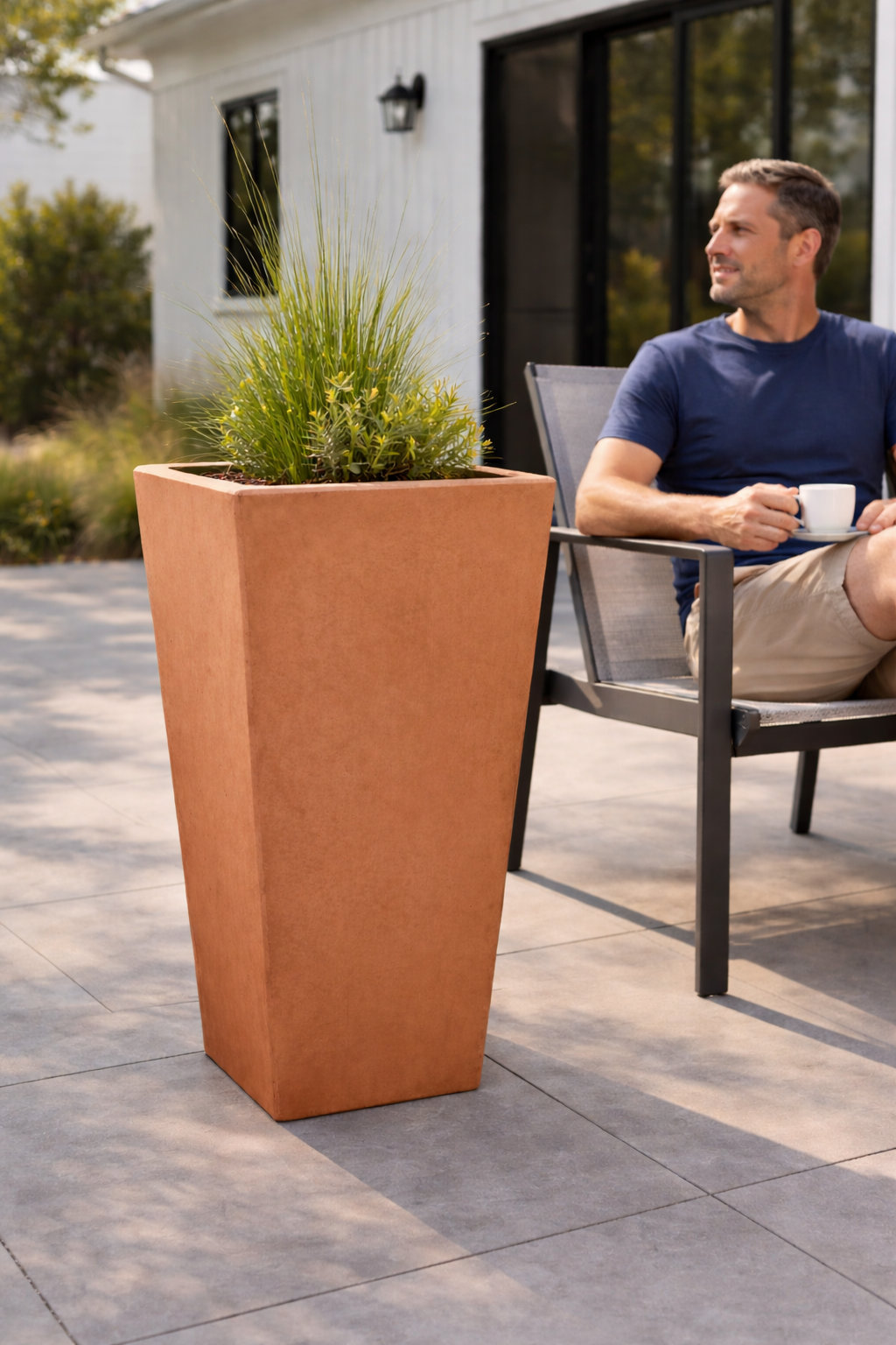 Tall Tapered Square - Natural Finish , Terracotta