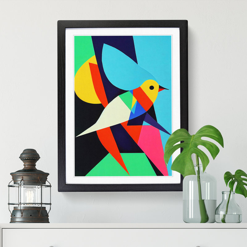 Anouar Dove Bird Abstract Vol.4 - Picture Frame Print, Black, 46cm H x 34cm W x 2cm D