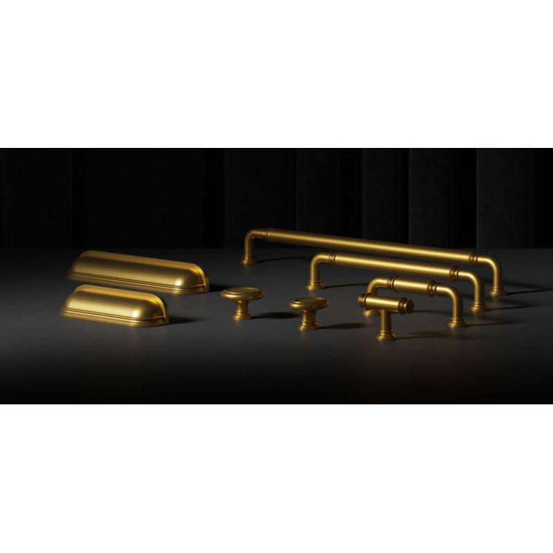 Berkshire Collection Handle Pull - Cabinet Pull - Farmhouse Hardware for Drawers & Cabinets, Brushed Golden Brass, 3 3/4"
