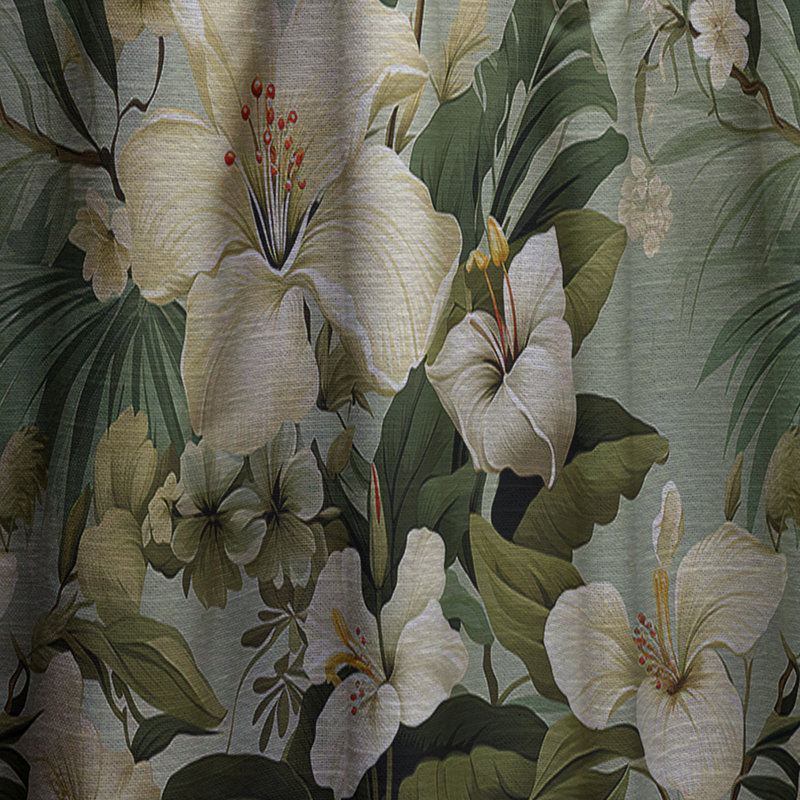 Zen Tropics Tropical Pattern - Floral Curtain - Velvet Room Darkening - 1 panel, 52" W x 63" L