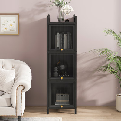 Modern Glass Door Cabinet with Featuring Four-tier Storage by Latitude Run