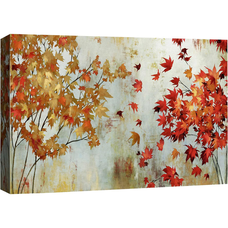 Autumn Fall Maple Tree Leaves On Canvas Print, 16" H x 24" W x 1.5" D