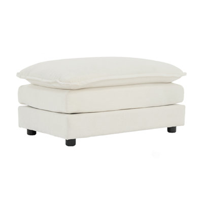 Repose-pieds en tissu chenille à combiner avec un canapé 2 places, un canapé 3 places et un canapé 4 places, chenille blanche