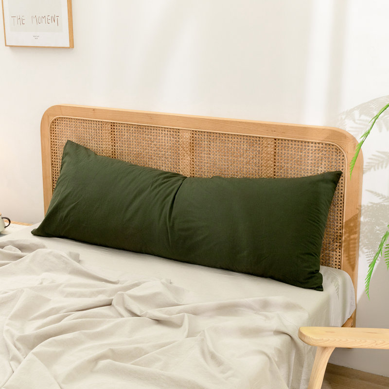 Housse de coussin 100% coton délavé Bestouch, De corps (20 po x 54 po), Vert olive