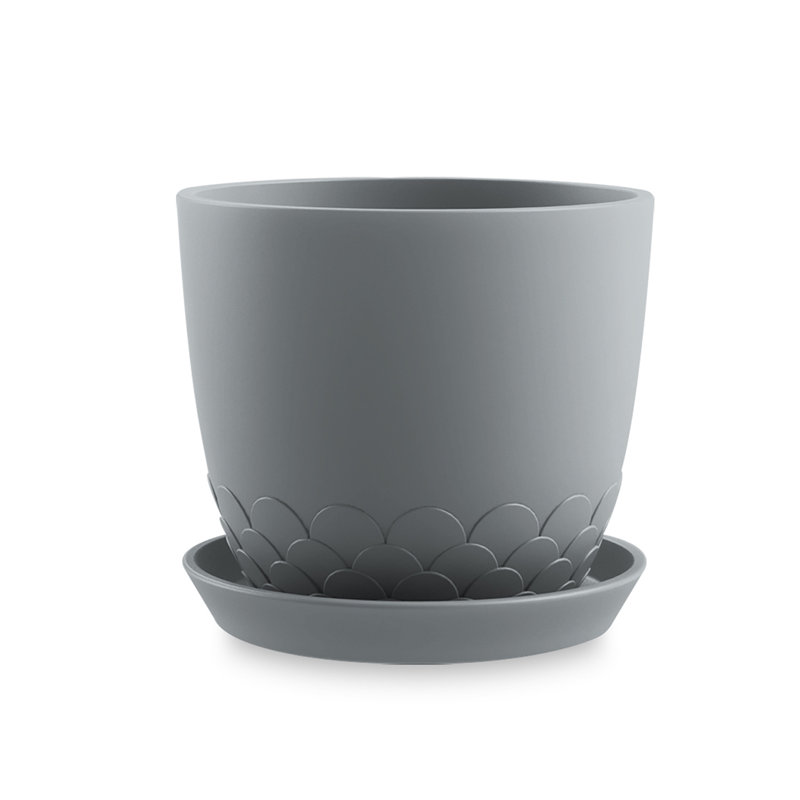 Emaly Pot Planter, 10 cm H x 11.4 cm W x 11.4 cm D, Light Grey
