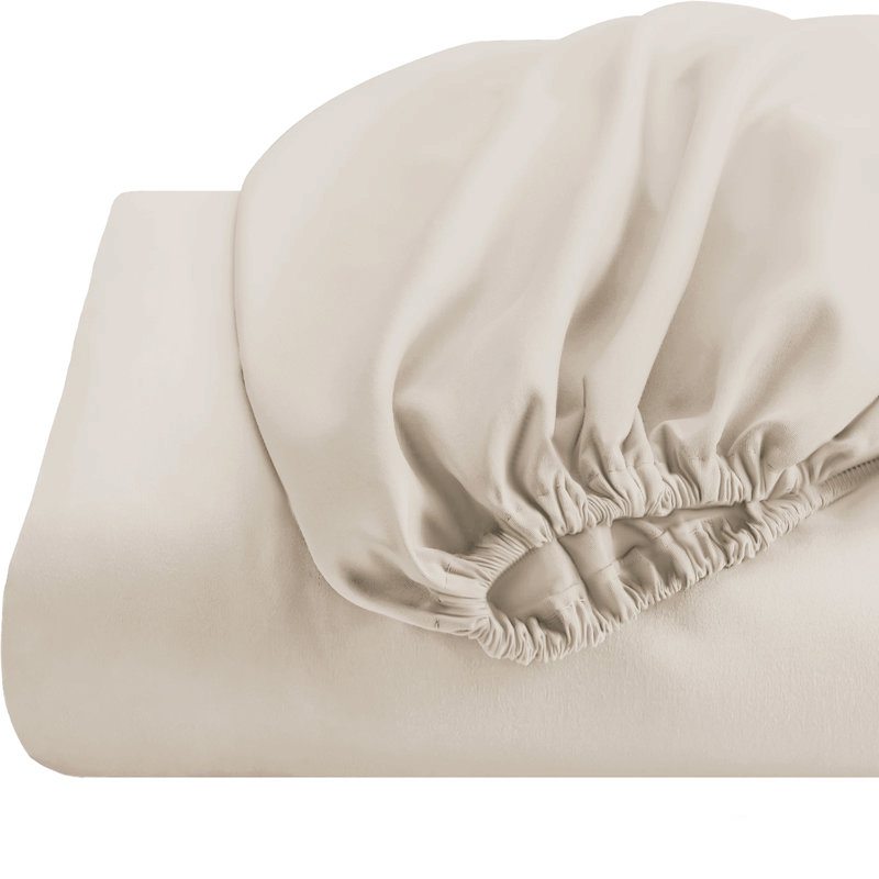 Super Soft 200 Thread Count Microfiber Brushed Fitted Bed Sheet, Cream, Double (4'6)
