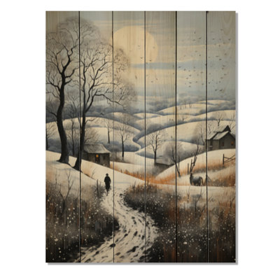 «Countryside Snowy Minimalisme Winter II» sur impression sur bois