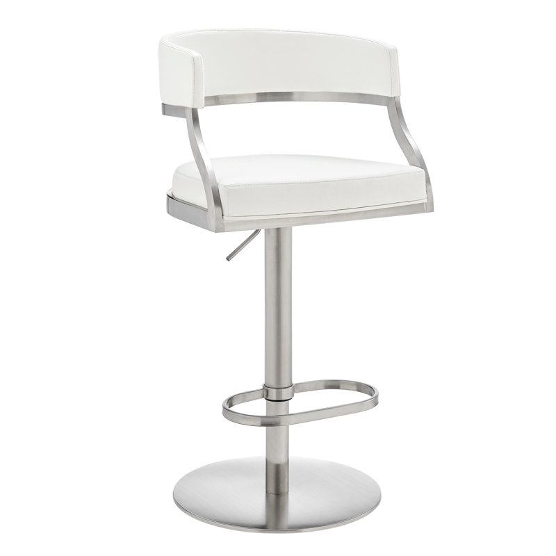 Tabouret de bar Callie, Acier inoxydable brossé, Blanc