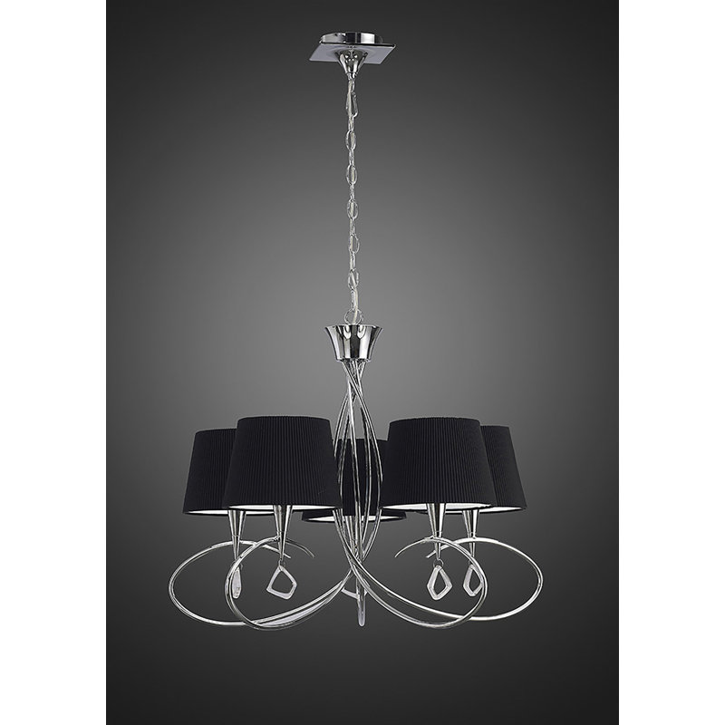 Eurich 5 - Light Shaded Chandelier, Polished Chrome/Black