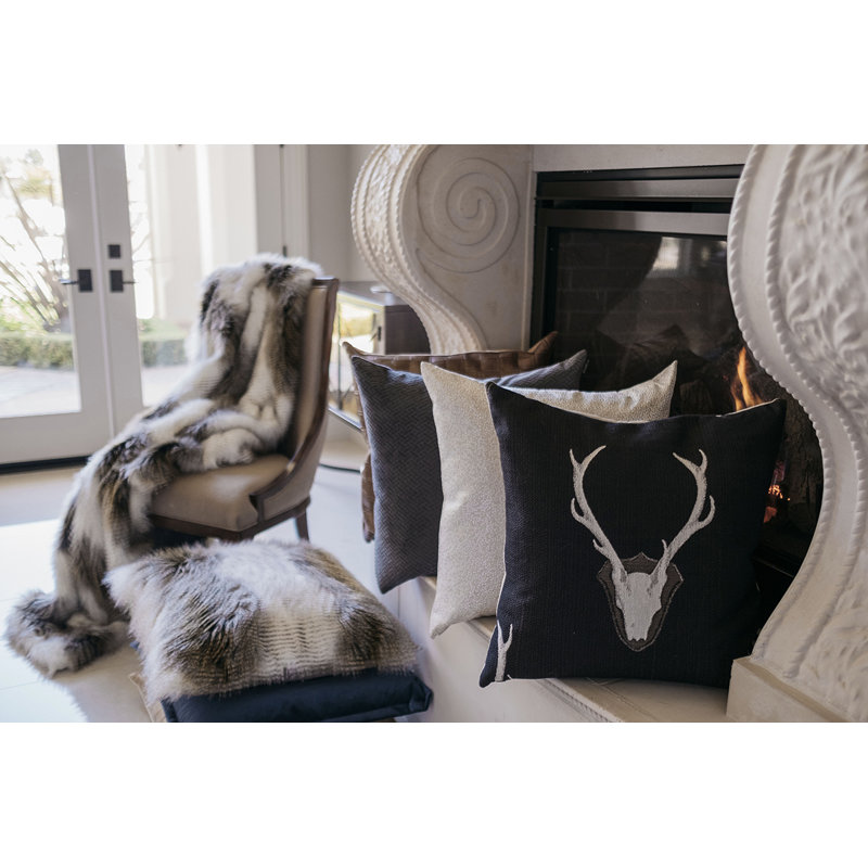 Uncle Buck Square Pillow Cover & Insert, Black, 24"H x 24"W