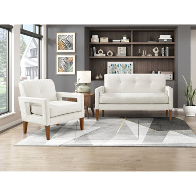 2pc Chenille For Living Room - Modern Design, Pocket Coils, Solid Wood Frame, And 300lbs Weight Capacity Upholstered Furniture Design With Coils Walnu