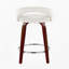 Tabouret de bar pivotant à hauteur fixe en bois d'acajou, repose-pieds en métal chromé et velours blanc, lot de 2-134824065